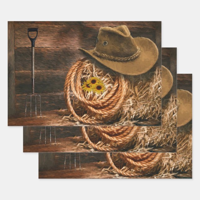 Cowboy Hat Wrapping Paper Sheet (Set)