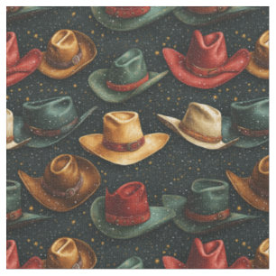 Cowboy Hats on Dark Backgrounds Fabric