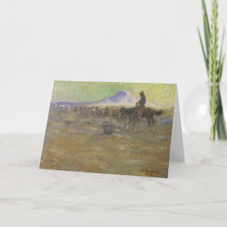 Cowboy Herding Cattle on the Range by Lon Megargee Card