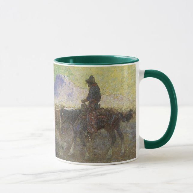 Cowboy Herding Cattle on the Range by Lon Megargee Mug (Right)