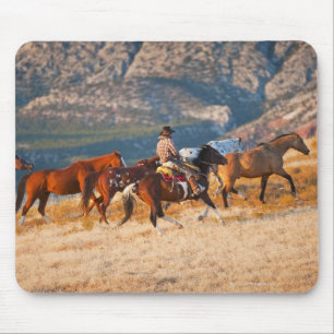 Cowboy herding wild horses 2 mouse mat