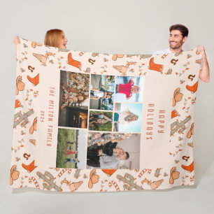 Cowboy Holiday Multiple Photos Fleece Blanket