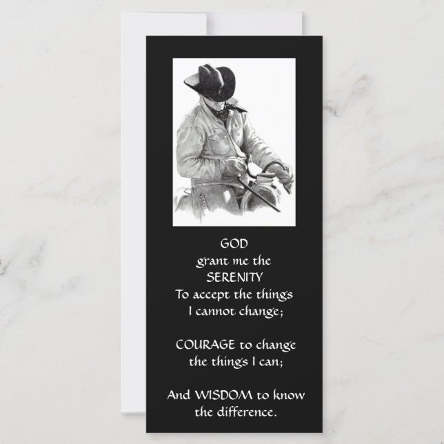 COWBOY, HORSE: ART: SERENITY PRAYER (Front)