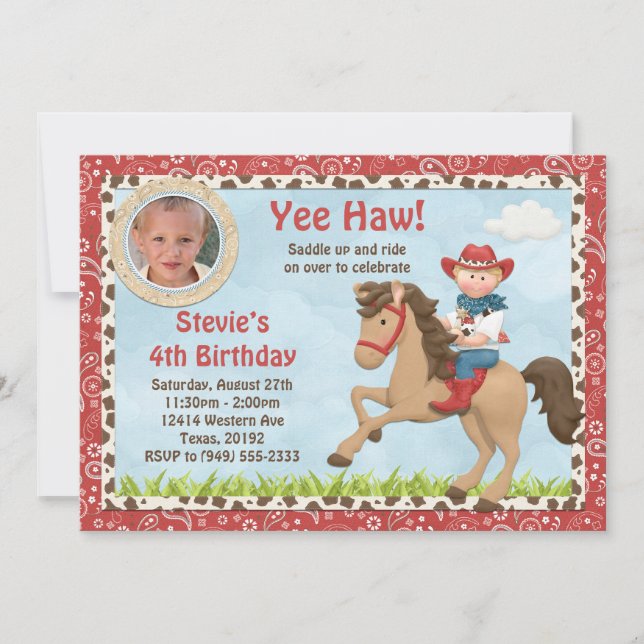 Cowboy Horse Birthday Party Invitation (Front)