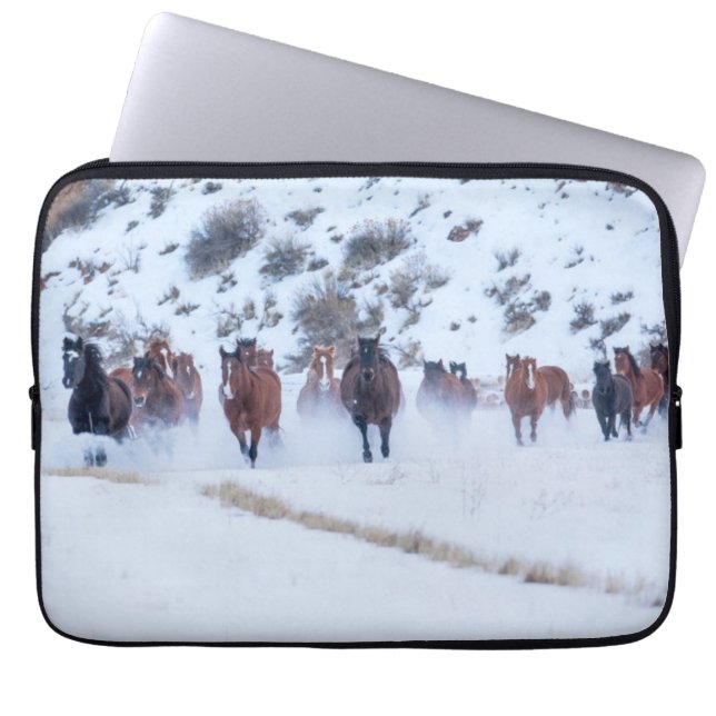 Cowboy Horse Drive | Hideout Ranch Shell, Wyoming Laptop Sleeve (Front)