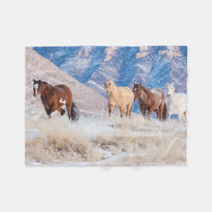 Cowboy Horse Drive on Hideout Ranch Fleece Blanket