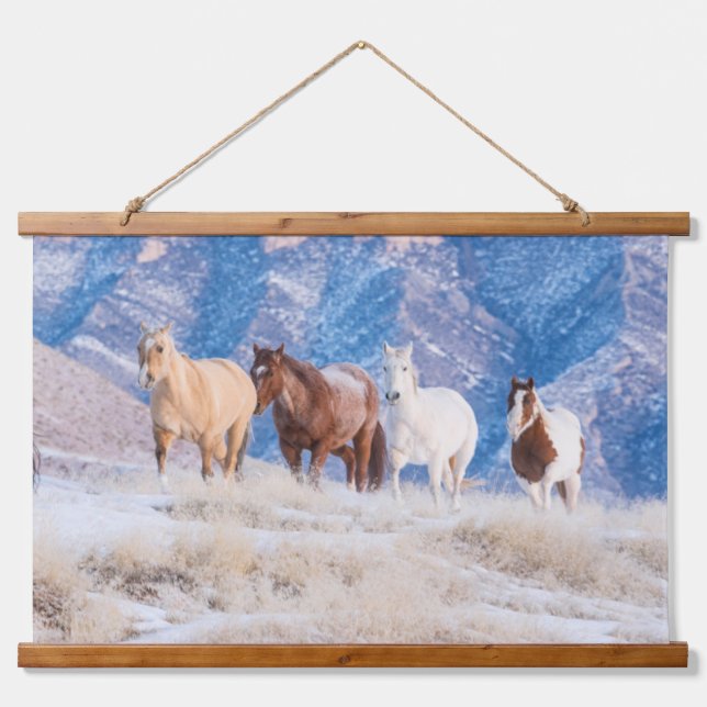 Cowboy Horse Drive on Hideout Ranch Hanging Tapestry (Front)
