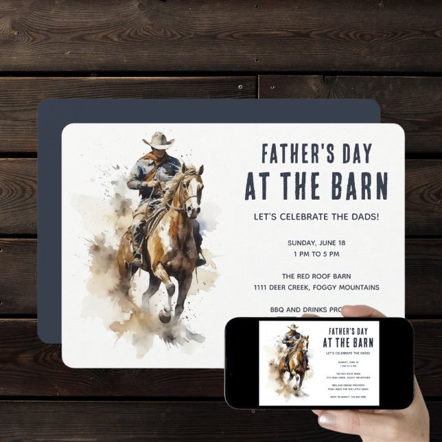 Cowboy Horse Father's Day at the Barn Invitation (Creator Uploaded)