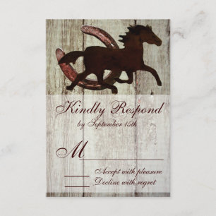 Cowboy Horse Horseshoe Country Style Wedding RSVP Card