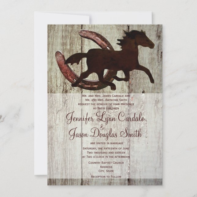 Cowboy Horse Horseshoe Country Wedding Invitations (Front)