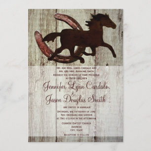 Cowboy Horse Horseshoe Country Wedding Invitations