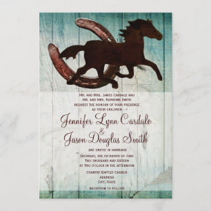 Cowboy Horse Horseshoe Country Wedding Invitations