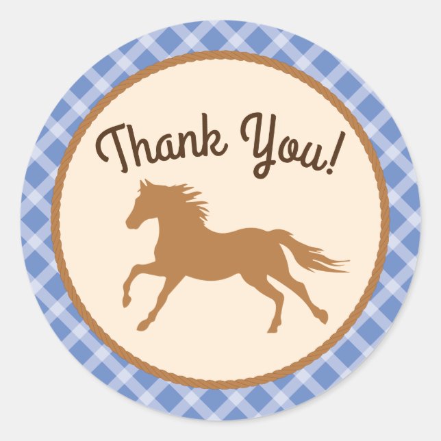 Cowboy Horse Kid's Birthday Party Theme Classic Round Sticker (Front)