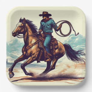 Cowboy Horse Paper Plates, Western Rodeo Party Plate