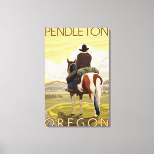 Cowboy & Horse - Pendleton, Oregon Canvas Print