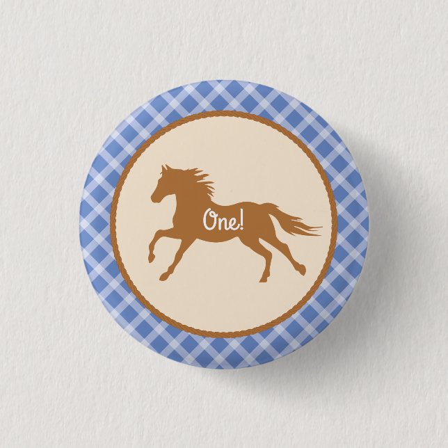 Cowboy Horse Pony Cute 1st Birthday Party Theme 3 Cm Round Badge (Front)