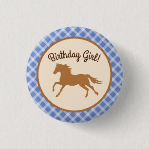 Cowboy Horse Pony Cute 1st Birthday Party Theme 3 Cm Round Badge