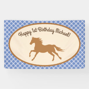 Cowboy Horse Pony Cute 1st Birthday Party Theme Banner