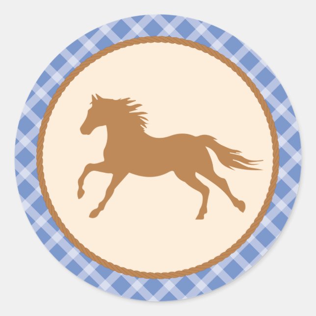 Cowboy Horse Pony Cute 1st Birthday Party Theme Classic Round Sticker (Front)
