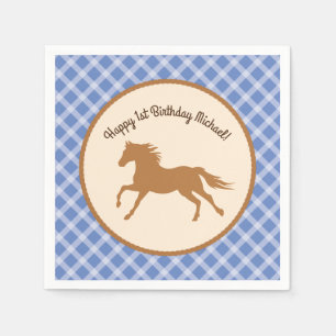 Cowboy Horse Pony Cute 1st Birthday Party Theme Napkin