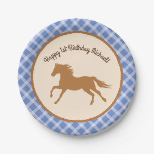 Cowboy Horse Pony Cute 1st Birthday Party Theme Paper Plate