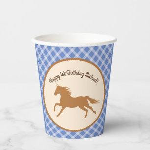 Cowboy Horse Pony Cute Kids 1st Birthday Party Paper Cups