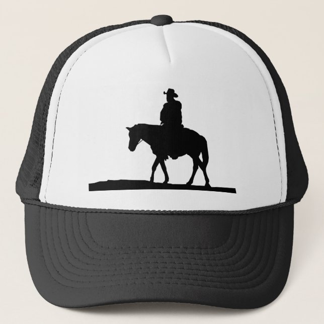 Cowboy Horse Rancher silhouette Trucker Hat (Front)