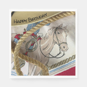 Cowboy horse saddle hat rope sheriff birthday Napkin