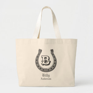 Cowboy Horse Shoe Personalised Monogram Large Tote Bag