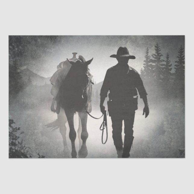 Cowboy Horse Silhouette Tissue Paper (Front)
