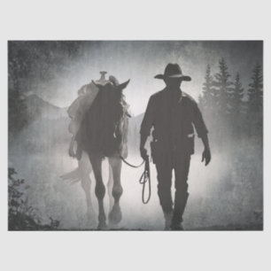 Cowboy Horse Silhouette Tissue Paper
