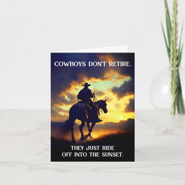 Cowboy, Horse & Sunset Retirement  Invitation (Front)
