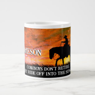 Cowboy, Horse & Sunset Retirement   Large Coffee Mug