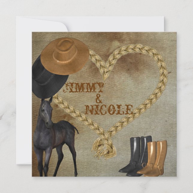 COWBOY & Horse WEDDING  INVITATION (Front)