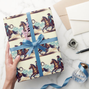 Cowboy Horse Wrapping Paper, Western Gift Wrap
