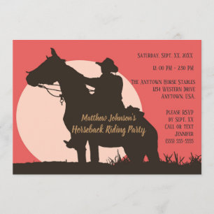 Cowboy Horseback Riding Birthday Party Invitation
