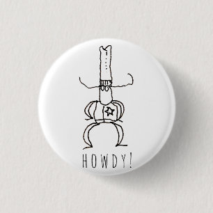 Cowboy Howdy Cartoon Drawing Doodle 3 Cm Round Badge
