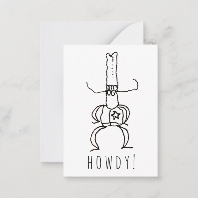 Cowboy Howdy Cartoon Drawing Doodle Card (Front)