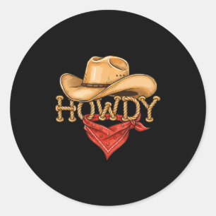 Cowboy Howdy Rope Hat Bandana Western Rodeo Design Classic Round Sticker