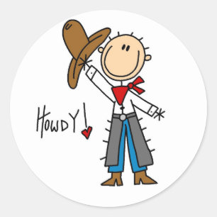 Cowboy Howdy T-shirts and Gifts Classic Round Sticker