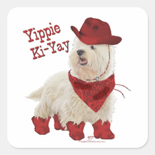 Cowboy in Boots Square Sticker