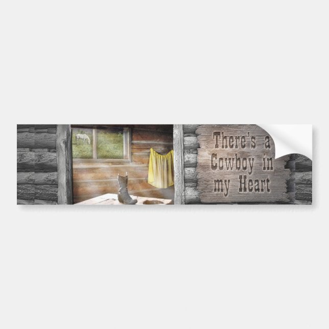 Cowboy in my Heart Bumper Sticker (Front)