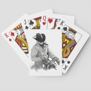 Cowboy in Saddle: Realism Pencil Drawing, Art Playing Cards