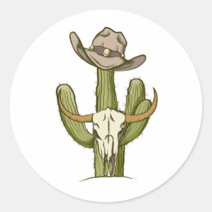 Cowboy In Westen Cactus Yeehaw Gift Ideas Classic Round Sticker