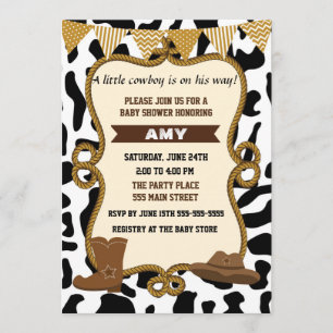 Cowboy Invitation Baby Boy Shower Old Western