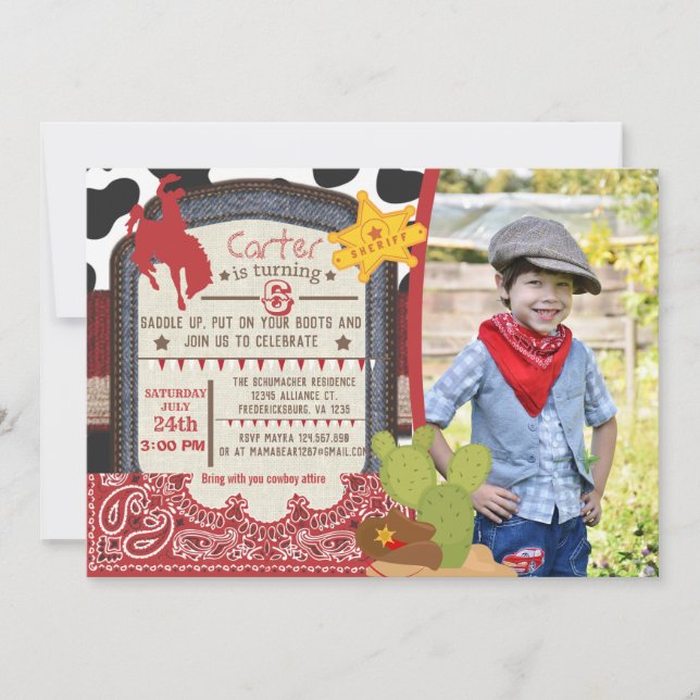 Cowboy invitation_custom photo invitation (Front)