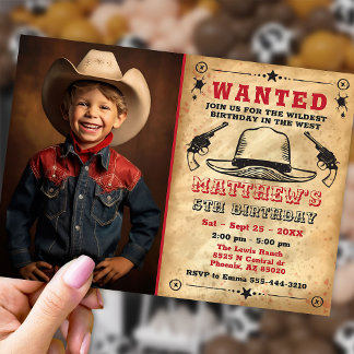 Cowboy invitation with Photo, Western Birthday 
