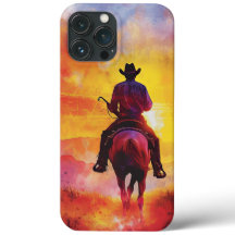 Cowboy iPhone case cowboy on sunset ride.