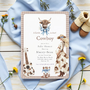  Cowboy is due Baby Shower Qr code invite 