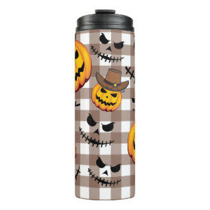 Cowboy Jack O' Lantern Halloween Pumpkin Thermal Tumbler